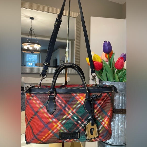 Dooney & Bourke Red and Green Plaid Crossbody Bag - Picture 1 of 16
